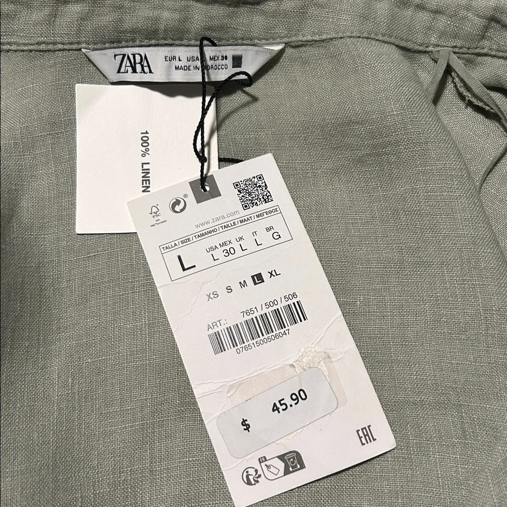 NWT ZARA LINEN SIDE TIE BLOUSE L - Picture 14 of 14